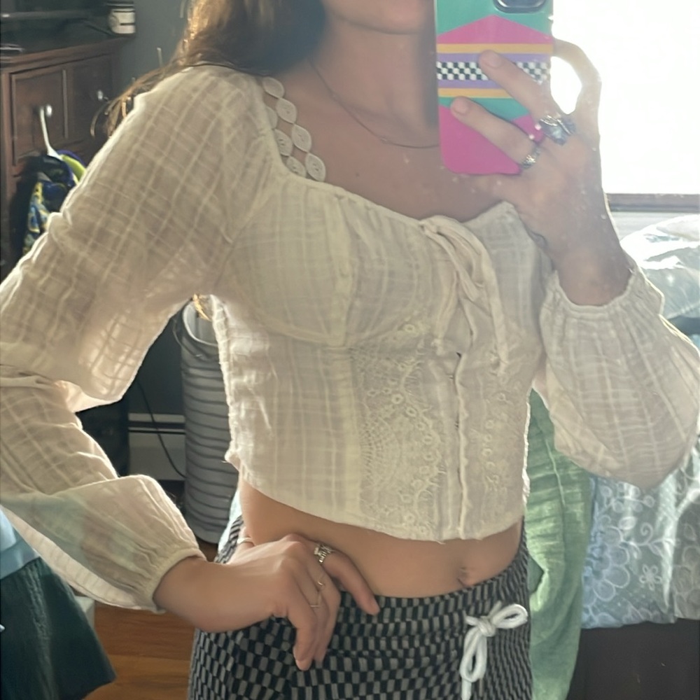 White lace corset American Eagle long sleeve